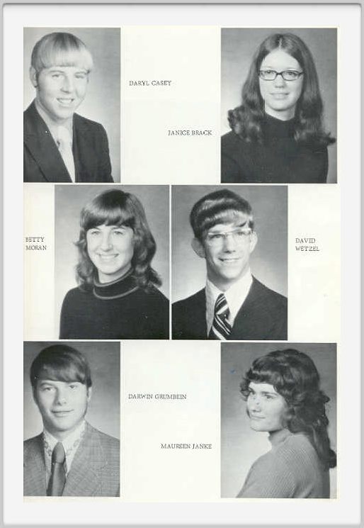 Class of 1973 - Page 1 - Daryl Casey, Janice Brack, Betty Moran, David Wetzel, Darwin Grumbein, Maureen Janke