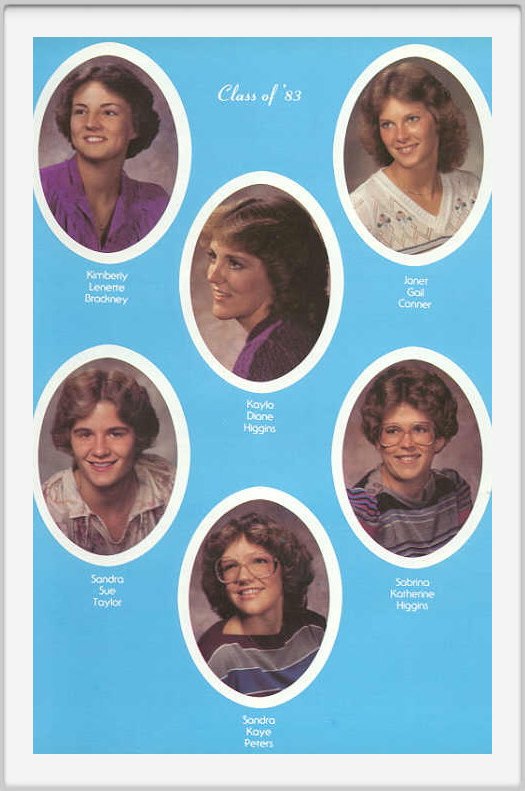 Class of 1983 - Page 1 - Kimberly Brackney, Kayle Higgins, Janet Conner, Sandra Taylor, Sandra Peters, Sabrina Higgins