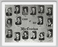 Class of 1942 - Frank Marak, Robert Klug, Betty Jo Twiselton, Gerald Hinman, Earl Brenner, James Birdsong, Loa Ruth Anderson, Coach Dick, Sponsor, <br>Jack Cheney, Adelaide Klee, Kenneth Donecker, Jesse Lee Barnes, Donna Hinman, Leonard Mills, Rachel Curtis, Norval Brown