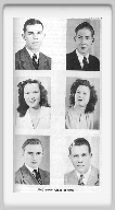 Class of 1946 - First Row: Wilfrid Higgins, Donald Davis<br><br>Second Row:  Dorothy Elmore, Nathalie Dugan<br><br>Third Row, Bennie Thompson, Kenneth Thompson