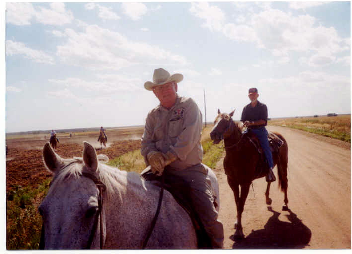 Curly Juvenal (Class of 1953) & Jack Wilson (Class of 1951) on the Alexander-Hampton section of the Fort Hays-Fort Dodge Trail.