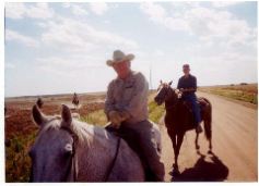 Curly Juvenal (Class of 1953) & Jack Wilson (Class of 1951) on the Alexander-Hampton section of the Fort Hays-Fort Dodge Trail.