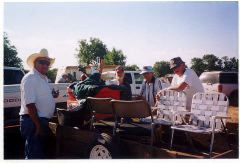 Don Bergquist and the Berquist family provided the beer and wagon.  A Gathering of the "Boys"  Don, Curly, Bet and Diz.