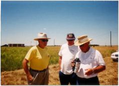 Getting ready to film the event.  Floyd Thompson (Class of 1951); Diz Washaliski (former teacher); Al Hugh, participant in Trail Ride.