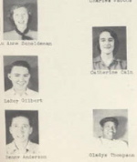 These did not graduate, but were in the 1951 Junior Class.Lu Anne Scheideman, LeRoy Gilbert, Benny Anderson, Gladys Thompson.   If you can eliminate Catherine Cain as she did graduate in 1952.