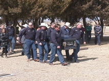 casket bearers: Bill Greenway, Roger Legleiter, Kellye Irvin. Mitch Jacobs, Jim Casey, Dave Derr