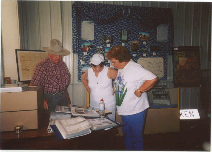 Elaine Pfannenstiel Fulkerson, Manhattan and Marlene Pfannenstiel Bronish, Aurora, CO with Floyd Thompson at the Jail/Museum