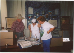 Elaine Pfannenstiel Fulkerson, Manhattan and Marlene Pfannenstiel Bronish, Aurora, CO with Floyd Thompson at the Jail/Museum