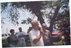 Dennis Peters answers charges by Judy Judy (Brenda Legleiter, not shown).  Others in picture are Carolyn Stremel davenport, Tyrel Elias and G. T. Barnes. & Band