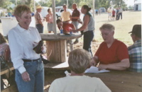 Jan Eisenhour North and Arlene Wilson Gilbert under the beer tent